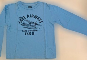 T-Shirt de Criança Unissexo, Azul Estampada, como Nova