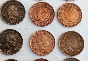 Colecção completa de moedas de 5 réis D.Carlos