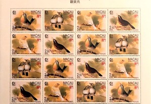 Folha miniatura selos-Aves de Estimação-Macau-1995