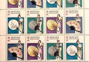 Folha miniatura selos- Leques Chineses -Macau-1997