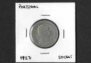 Moeda circulada 50 Centavos. Portugal 1927