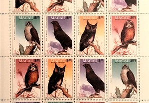 Folha miniatura selos - Aves de rapina -Macau-1993