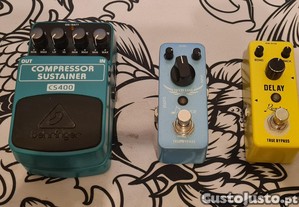 3 pedais de efeito para guitarra elctrica. Compressor/ Delay / Tutti