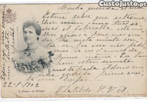 Postal Circulado Rainha Dona Amélia Portugal 1902