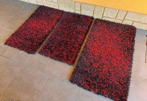 Conjunto 3 tapetes - Preto e Vermelho