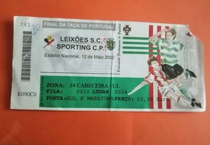 Bilhete Taça de Portugal Sporting CP - Leixões SC - 2001/2002