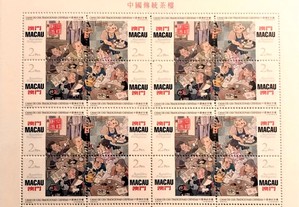 Folha miniatura selos - Casas de Chá - Macau -1996