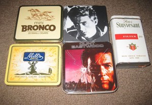 5 Caixas Colecionáveis de Cigarros/Porta Cigarros em Metal