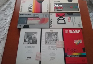 Cassetes VHS 180 minutos da marca TDK, Sony e Pana