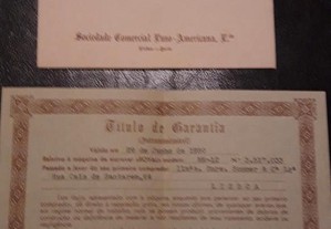 Documento antigo Titulo de garantia