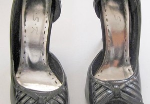 Sapatos de Senhora Abertos, Preto, como Novos