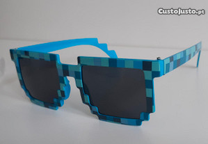 Óculos de Sol Novos Estilo Retro Xadrez Tons Azul Plástico