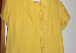 Camisa amarela, manga curta, Zara, Tam M