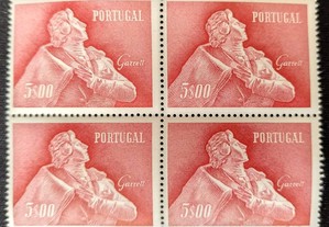 Quadra selos novos de 5$00 - Almeida Garrett-1957
