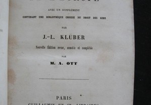 Droit Des Gens Moderne de LEurope. J. L. Kluber