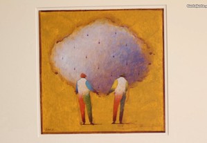 Pintura Alfredo Luz Acrílico sobre Cartão Nuvem Amarelo 20 x 20 cm mancha