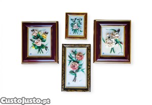 Quadros Porcelana Flores Relevo Capodimonte, Itália
