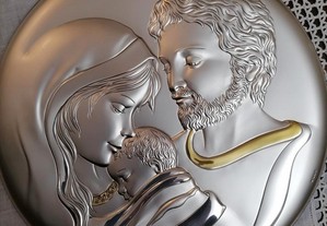 Sagrada família em prata e detalhes ouro