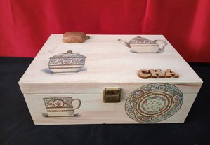 caixa de madeira para chá oferta de portes