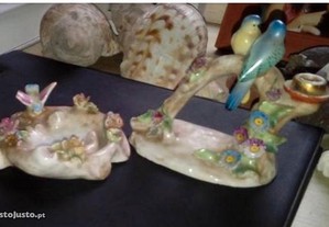 2 porcelanas florais com passaros aveiro
