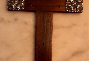 Crucifixo em madeira e Prata Portuguesa Séc.XIX/XX