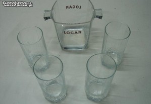 Balde de gelo Logan com copos