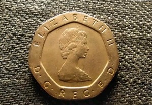 Moeda Twenty pence 1982 Rainha Elizabeth II