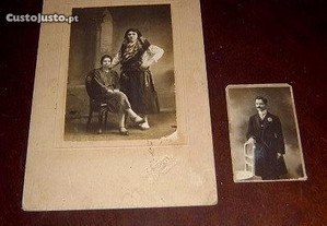 2 fotografias em cartão antigas, 1911 e anos 40