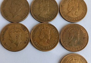 10 moedas de Hong Kong de 1949 a 1971