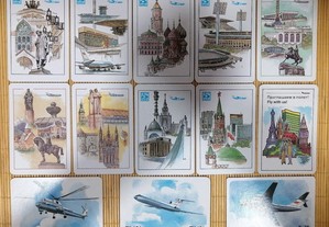 13 calendários antigos da Companhia Aérea Soviética Aeroflot, entre os anos de 1986 e 1988