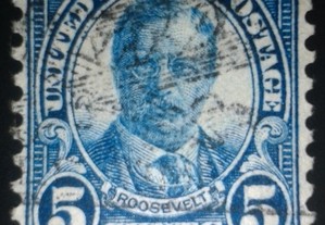 Stamp Theodore Roosevelt (1922) with stamped human head