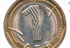 Bulgária - 1 Lev 2002 - soberba bimetálica - santo