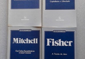 Obras de Schumpeter, Friedman, Mitchell, Fisher