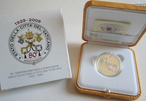 vaticano 10 euros prata proof 80º aniversário da fundação do estado da cidade do vaticano