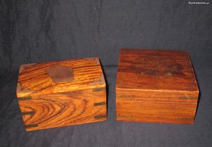 Caixas em madeira nobre latão vintage
