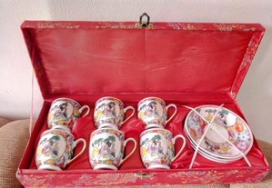 Chávenas 6 chinesas antigas ainda em Caixa Chinesa