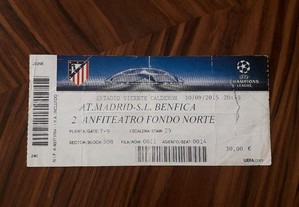Bilhete Atlético de Madrid - Benfica 2015
