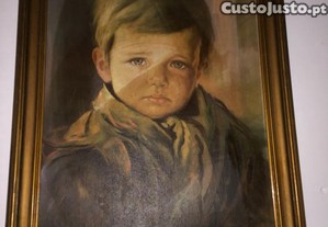 quadro antigo de menino a chorar
