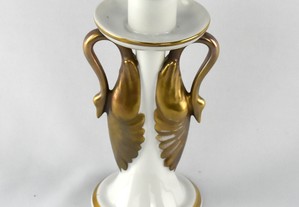 Castiçal em porcelana Artibus com dourados