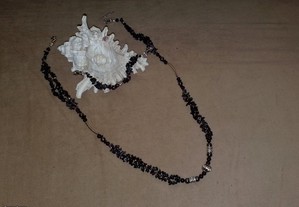 Conjunto de colar e pulseira em Turmalina Preta
