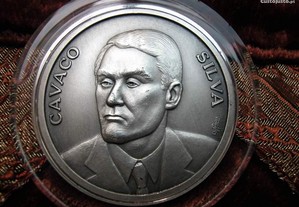 Cavaco Silva. Medalha em prata fina 999/1000