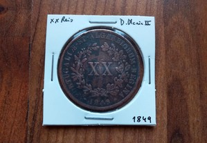 Moeda XX Reis 1849 D. Maria II