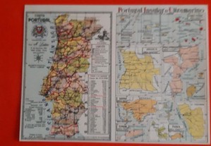 Postal antigo mapa Portugal