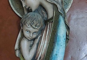 Estatueta Maria e Jesus de parede