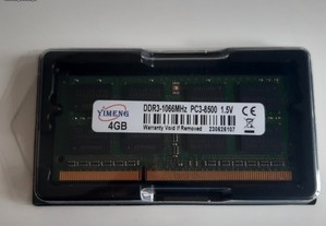 Memória p/ Portátil 4GB SoDimm DDR3 1066MHz PC3-8500S Nova