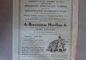 Programa de tourada bullfight Praça de touros Plaza de toros Montemor-O-Novo 1963