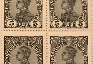 Quadra de selos novos de 5 reis - D. Manuel II - Portugal - 1910