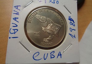 Moeda de Cuba Iguana 1 Peso 1985 Muito Difícil