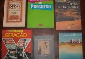 Livros diversos Duras, Nin, Coupland, Lopo de Carvalho, Bernardes