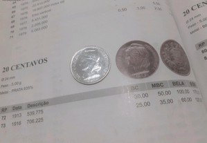 Moeda de  20 centavos em prata RARA